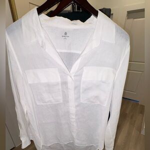 Aritzia Babaton Utility Shirt Linen White Long Sleeve Sz XL